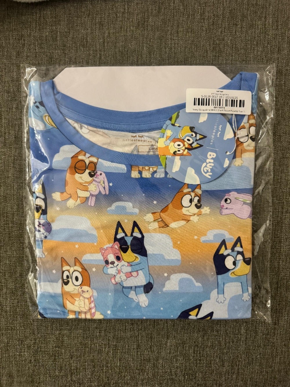 Little Sleepies NIB Bluey Sleepytime Men’s Short Sleeve Top Large